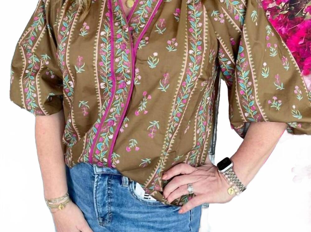 NEW UMGEE mixed floral blouse in brown